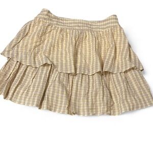 NWOT Urban Social Brown Yellow Plaid Tiered Mini Skirt Size M